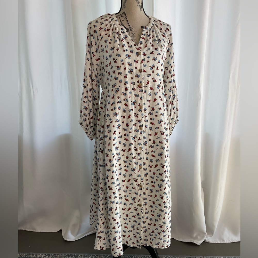 Hatch Cream Floral Long Sleeve Midi Dress